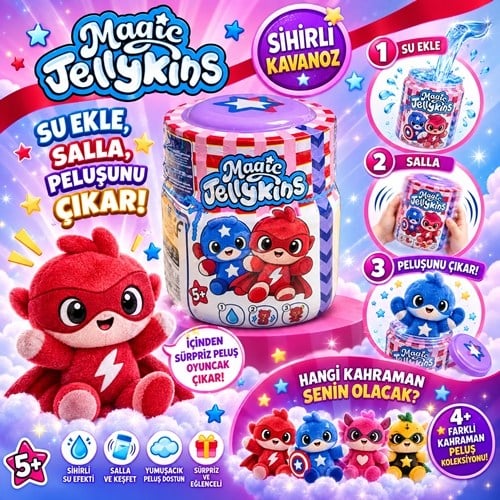 Magic Jelly Kins Sürpriz Kavanoz Peluş Oyuncak Spider Man