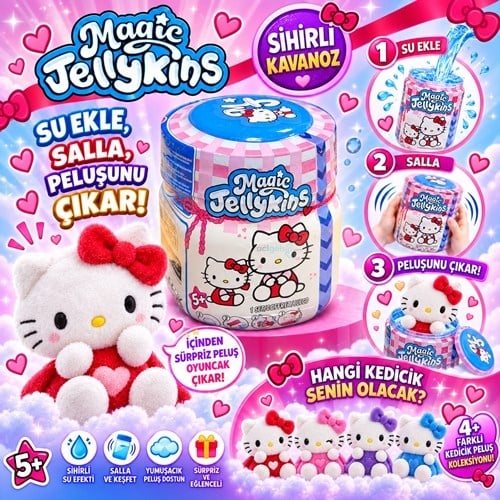 Magic Jelly Kins Sürpriz Kavanoz Peluş Oyuncak Hello Kitty