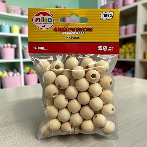 Mas Mileo Ahşap Boncuk 15 Mm 50li Paket Naturel