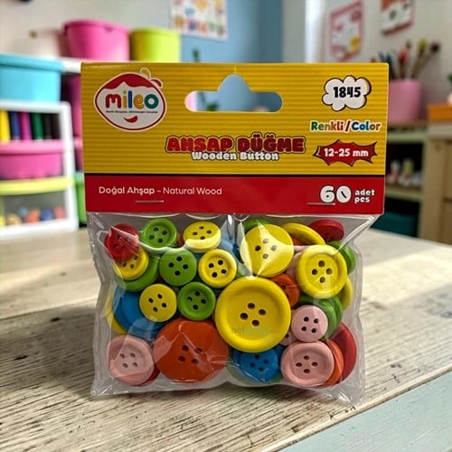 Mas Mileo Ahşap Düğme 1,2-2,5 Mm 60lı Paket