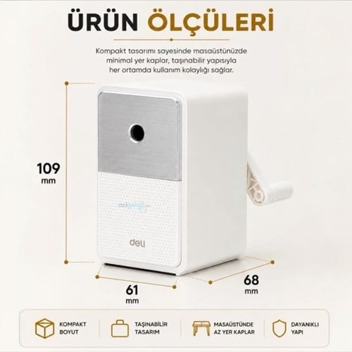 Masa Üstü Premium Kollu Kalemtraş 5 Kademe Uç Ayarlı Beyaz