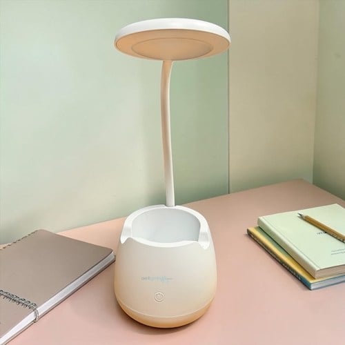 Masaüstü Kalemlikli Telefon Standlı Led Lamba Kırık Beyaz