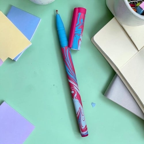 Maxx Vinson Fashion Mavi-pembe Dalga Desenli Tükenmez Kalem