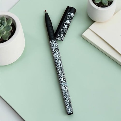 Maxx Vinson Fashion Siyah Mandala Desenli Tükenmez Kalem