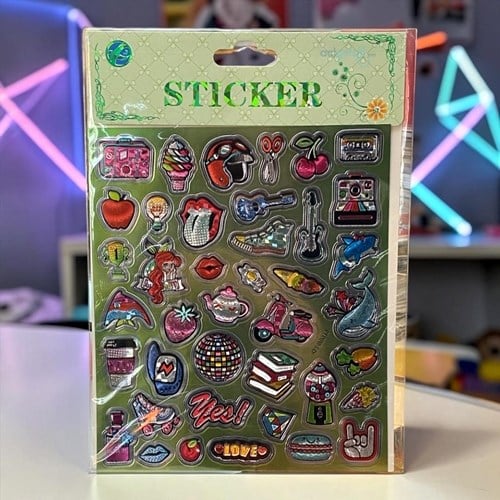 Metalik Baskı Sticker Karışık Figürler