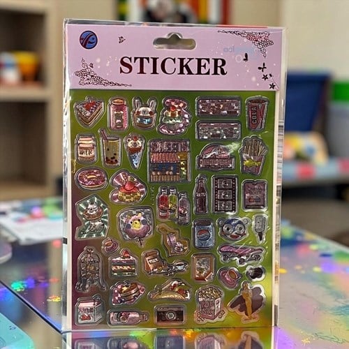 Metalik Baskı Sticker Karışık Figürler