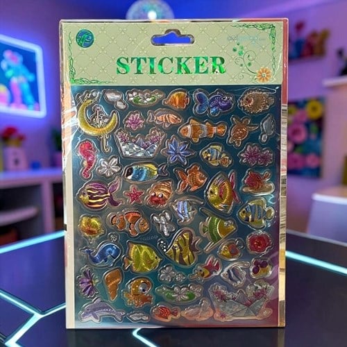 Metalik Baskı Sticker Karışık Figürler