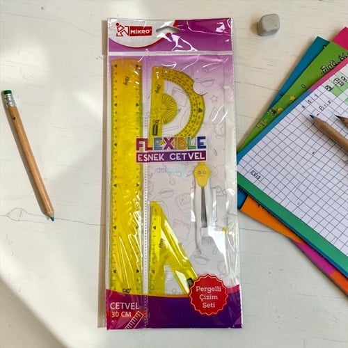 Mikro Çizim Seti Esnek Cetvel Pergelli 4lü