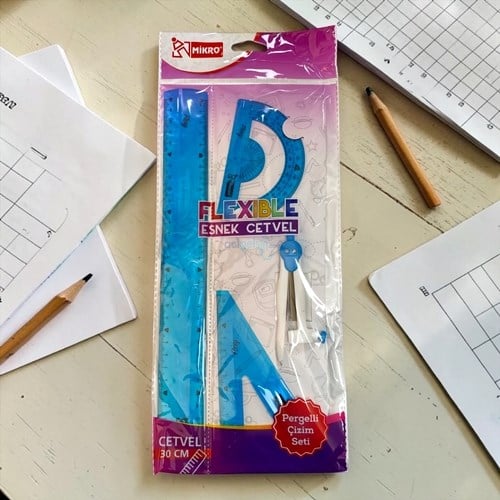 Mikro Çizim Seti Esnek Cetvel Pergelli 4lü