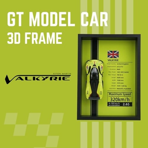 Mini Gt Aston Martin Valkyrie Yeşil Çerçeveli Metal Model Araba Dekoratif Koleksiyon