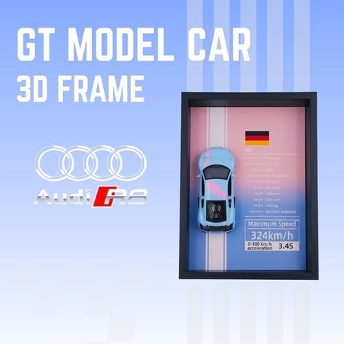 Mini Gt Audi R8 Çerçeveli Metal Model Araba Dekoratif Koleksiyon