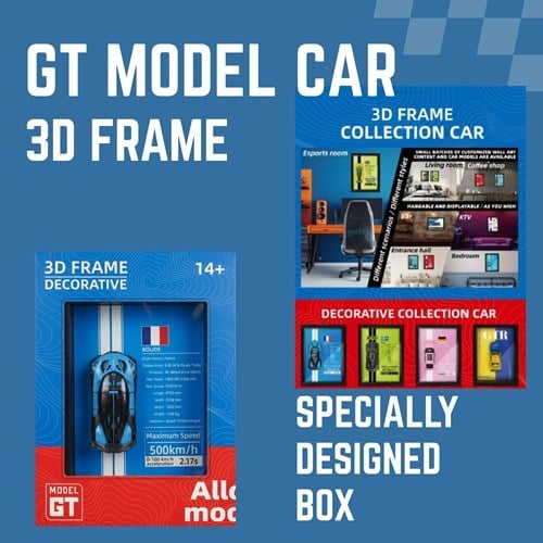 Mini Gt Bugatti Bolide Mavi Çerçeveli Metal Model Araba Dekoratif Koleksiyon