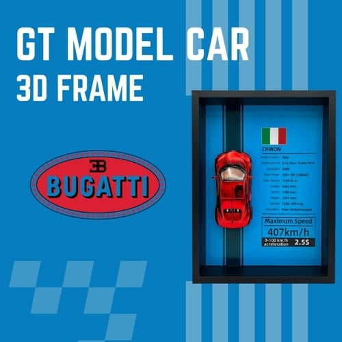 Mini Gt Bugatti Chiron Kırmızı Çerçeveli Metal Model Araba Dekoratif Koleksiyon