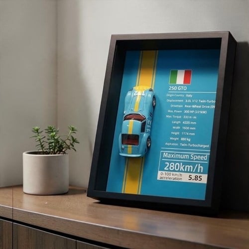 Mini Gt Ferrari 250 Gto Açık Mavi Çerçeveli Metal Model Araba Dekoratif Koleksiyon