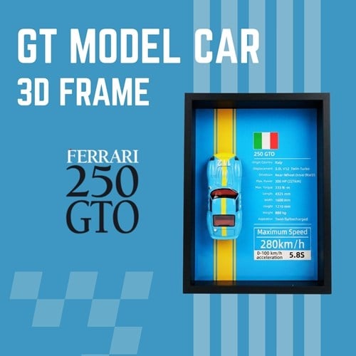 Mini Gt Ferrari 250 Gto Açık Mavi Çerçeveli Metal Model Araba Dekoratif Koleksiyon