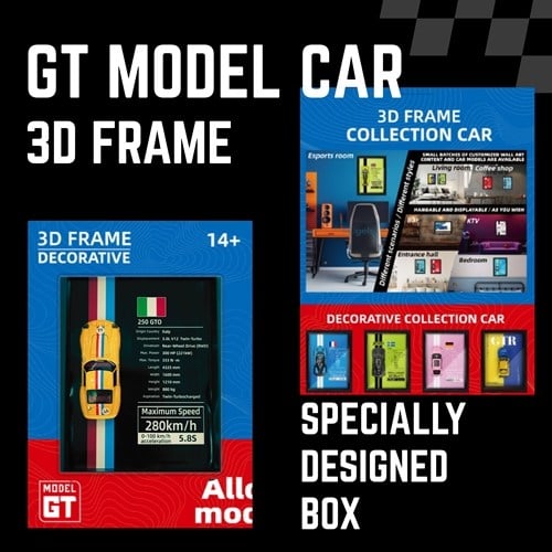 Mini Gt Ferrari 250 Gto Çerçeveli Metal Model Araba Dekoratif Koleksiyon