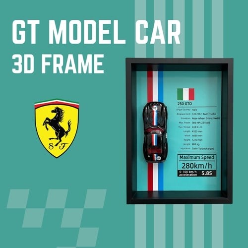 Mini Gt Ferrari 250 Gto Siyah Çerçeveli Metal Model Araba Dekoratif Koleksiyon