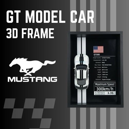 Mini Gt Ford Mustang Shelby Gt500 Beyaz Çerçeveli Metal Model Araba Dekoratif Koleksiyon