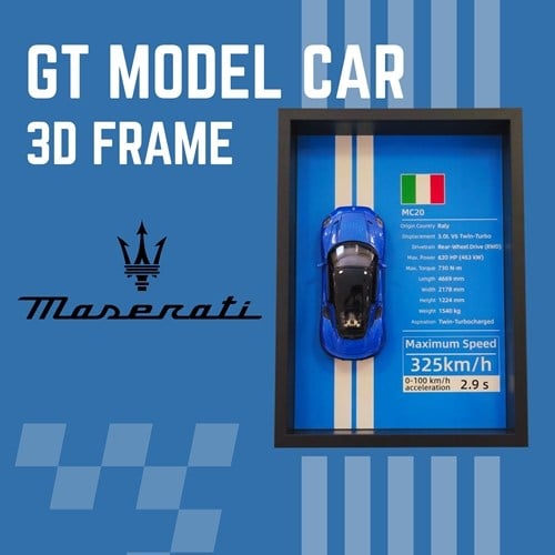 Mini Gt Maserati Mc20 Mavi Çerçeveli Metal Model Araba Dekoratif Koleksiyon