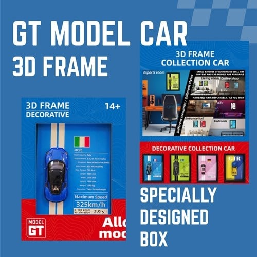 Mini Gt Maserati Mc20 Mavi Çerçeveli Metal Model Araba Dekoratif Koleksiyon