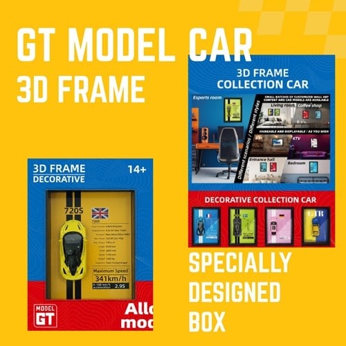 Mini Gt Mclaren 720s Sarı Çerçeveli Metal Model Araba Dekoratif Koleksiyon