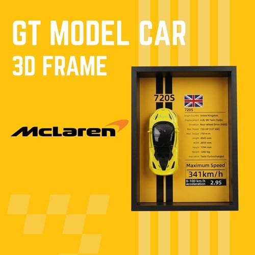 Mini Gt Mclaren 720s Sarı Çerçeveli Metal Model Araba Dekoratif Koleksiyon