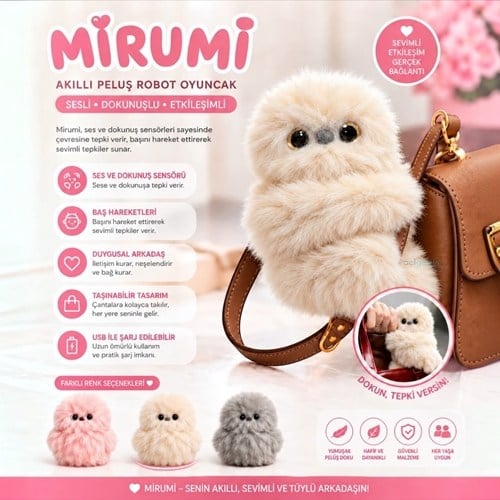 Mirumi Akıllı Peluş Robot Oyuncak Krem