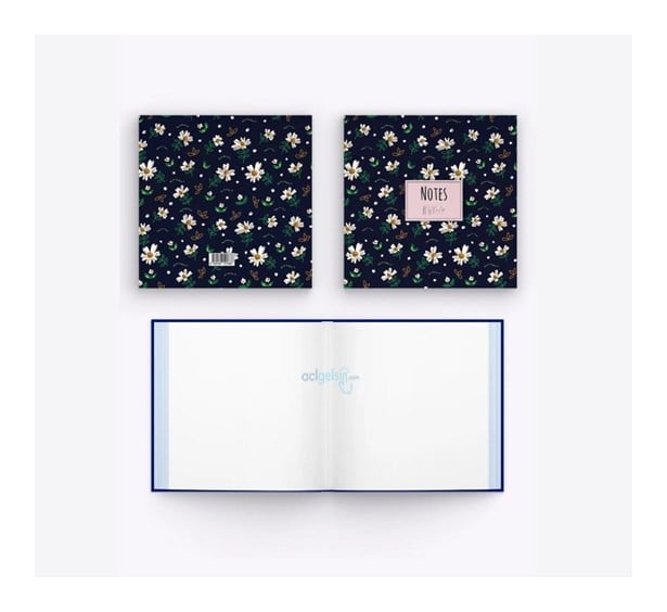 My Mia Art Mavi Papatya Kenar Baskılı Defter