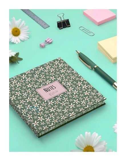 My Mia Art Yeşil Papatya Kenar Baskılı Defter