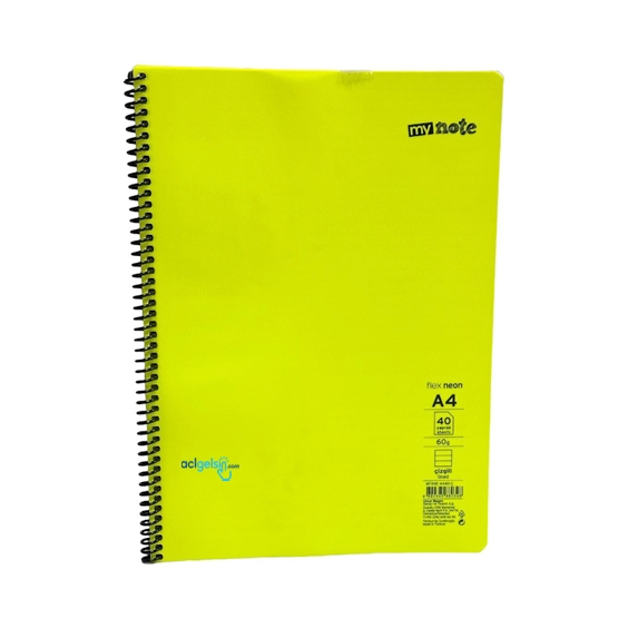 Mynote Flex Neon Spralli Defter A4 40 Yaprak Çizgili