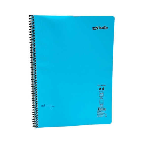 Mynote Flex Neon Spralli Defter A4 40 Yaprak Çizgili