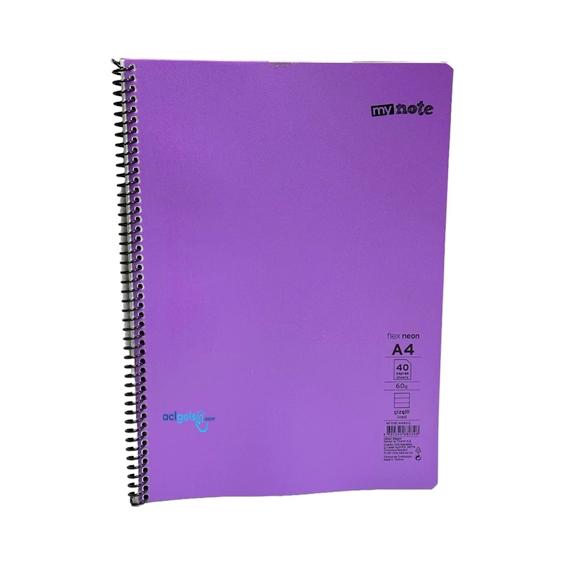 Mynote Flex Neon Spralli Defter A4 40 Yaprak Çizgili