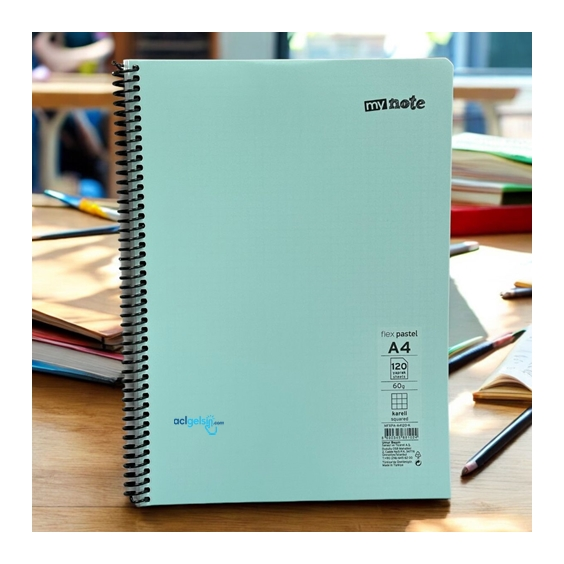 Mynote Flex Pastel Defter A4 120 Yaprak Kareli