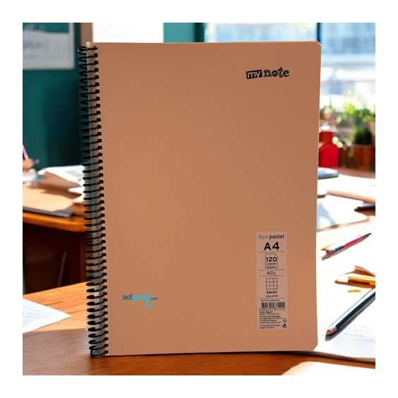 Mynote Flex Pastel Defter A4 120 Yaprak Kareli
