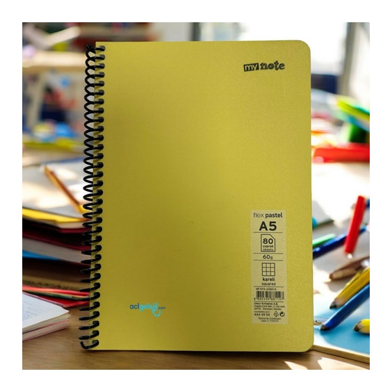Mynote Flex Pastel Defter A5 80 Yaprak Kareli