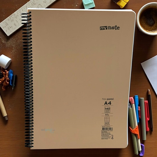 Mynote Flex Pastel Pp Kapak Defter 140 Yaprak A4 Kareli