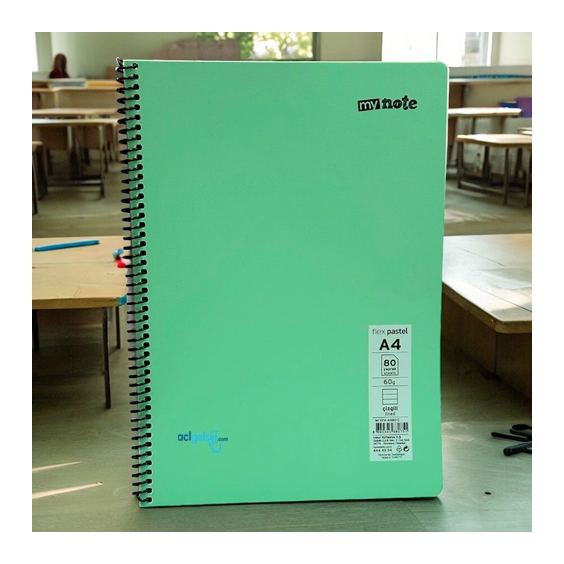 Mynote Flex Pastel Spiralli Defter A4 80 Yaprak Çizgili