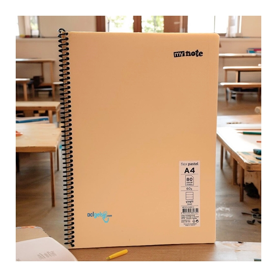 Mynote Flex Pastel Spiralli Defter A4 80 Yaprak Çizgili