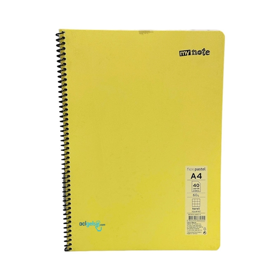 Mynote Flex Pastel Spralli Defter A4 40 Yaprak Kareli