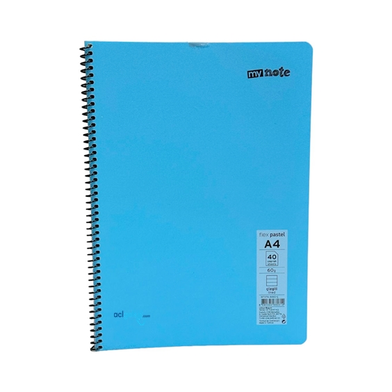 Mynote Flex Pastel Spralli Defter A4 40 Yaprak Çizgili