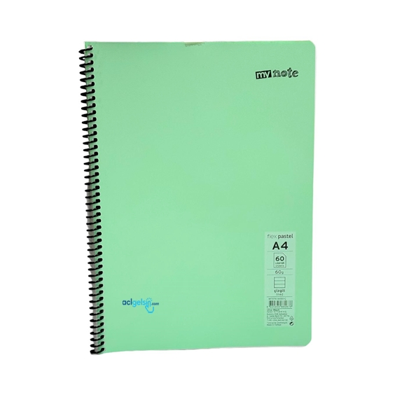 Mynote Flex Pastel Spralli Defter A4 60 Yaprak Çizgili