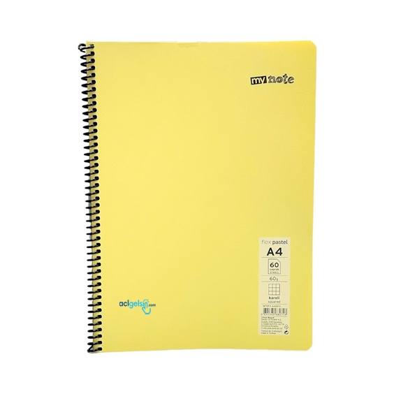 Mynote Flex Pastel Spralli Defter A4 60 Yaprak Kareli