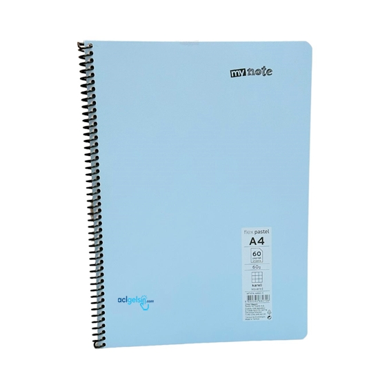 Mynote Flex Pastel Spralli Defter A4 60 Yaprak Kareli
