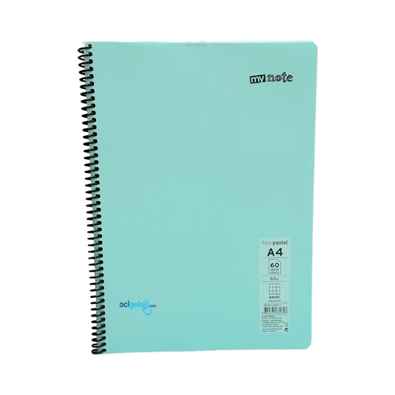 Mynote Flex Pastel Spralli Defter A4 60 Yaprak Kareli