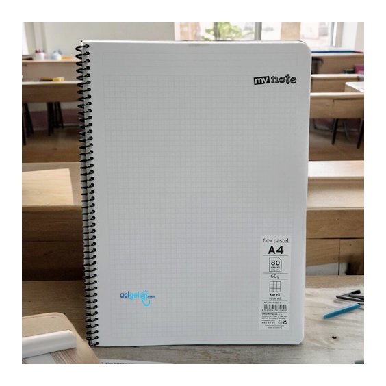 Mynote Flex Pastel Spralli Defter A4 96 Yaprak Kareli