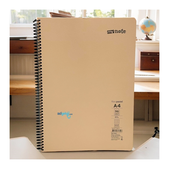 Mynote Flex Pastel Spralli Defter A4 96 Yaprak Kareli