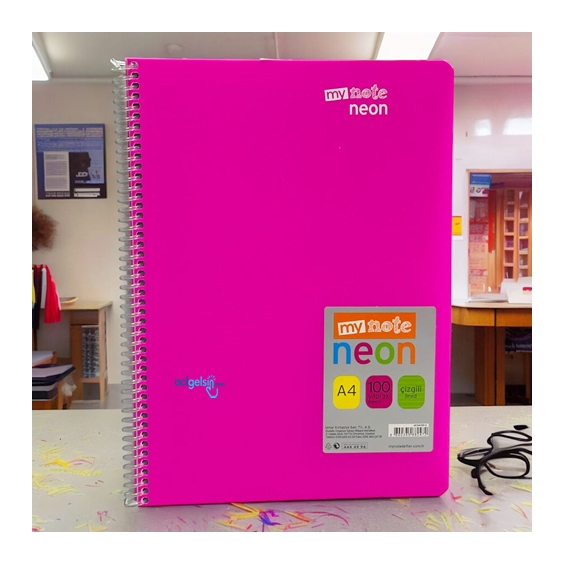 Mynote Neon Spralli Defter A4 100 Yaprak Çizgili