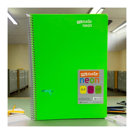 Mynote Neon Spralli Defter A4 100 Yaprak Çizgili