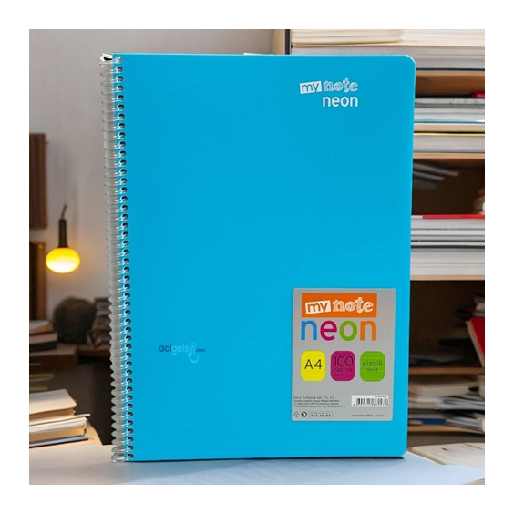 Mynote Neon Spralli Defter A4 100 Yaprak Çizgili