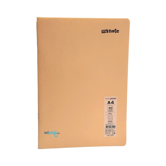 Mynote Text Pastel Defter A4 40 Yaprak Kareli